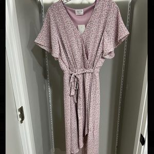 Purple high low dress with small flowers